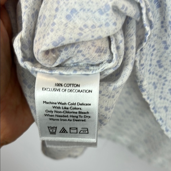 Eddie Bauer Blue and White Embellished Blouse with Bib Collar Size M - Picture 9 of 11